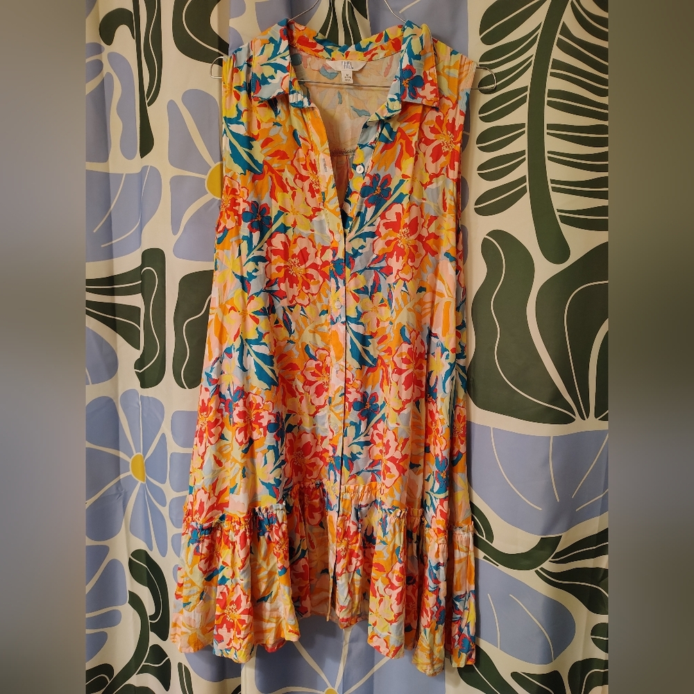 Time and Tru Vibrant Floral Sleeveless Dress